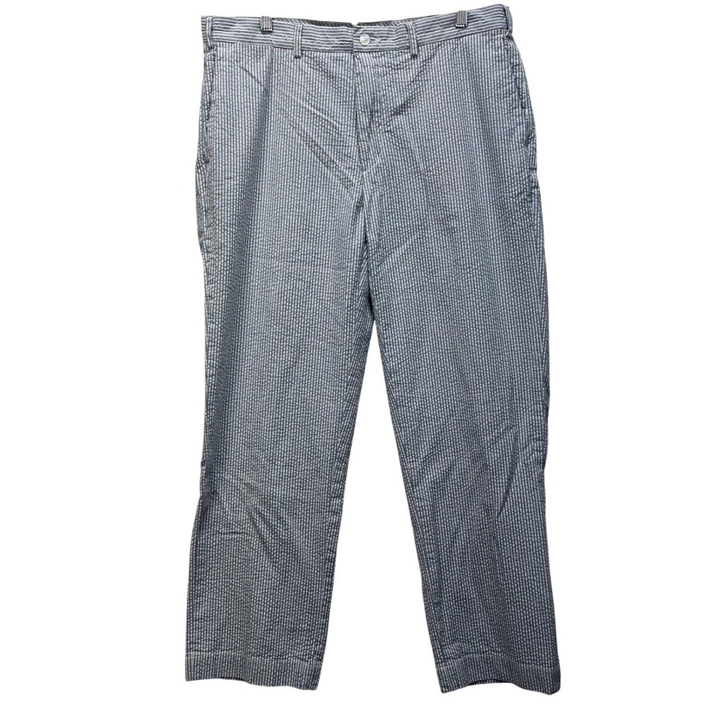 Polo Ralph Lauren Preston Fit Mens 36x30 Blue White Seersucker Striped Pants VTG